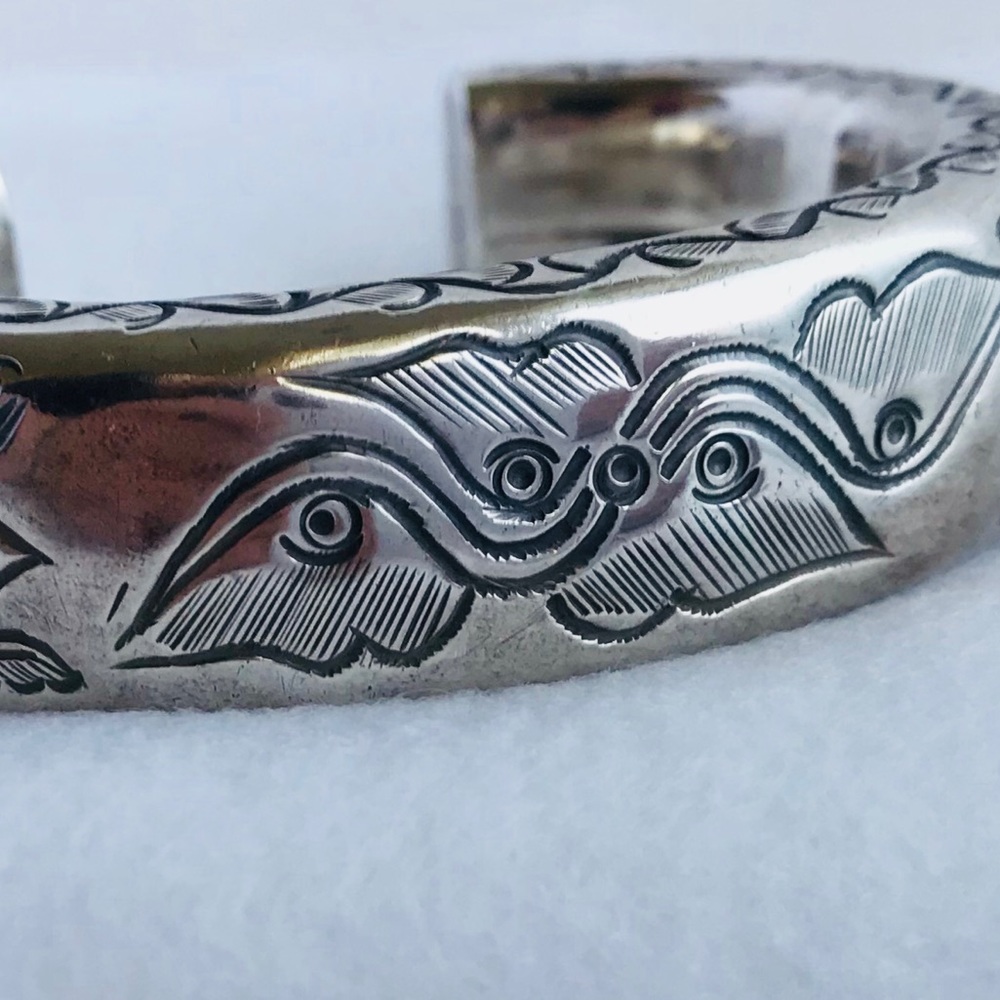 Vintage Sterling Silver Cuff Bracelet - Picture 3 of 6